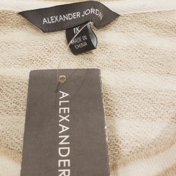 NWT! ALEXANDER JORDAN size 1X Khaki and Cream Striped Top - Picture 5 of 6